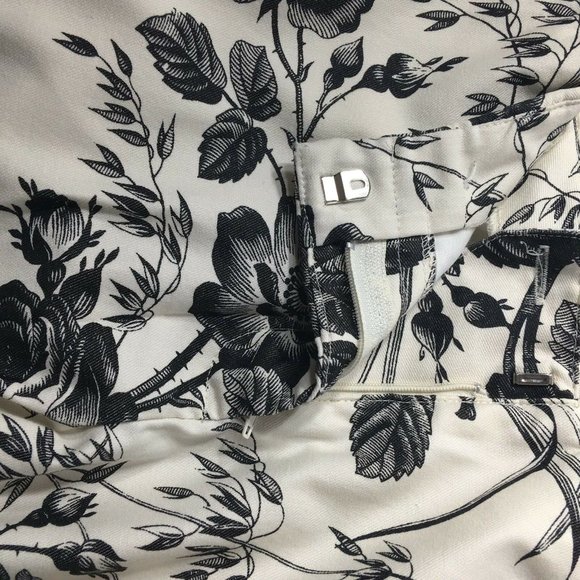 Express Womens Stretch Pants Sz 1 / 2 Off White Black Floral Print Inseam 25" - Picture 10 of 12
